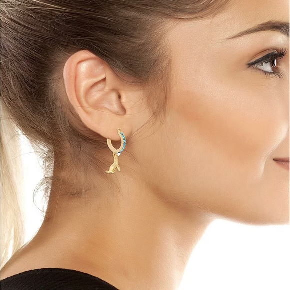 Betsey Johnson Seal Charm Huggie Hoop earrings - Picture 2 of 3